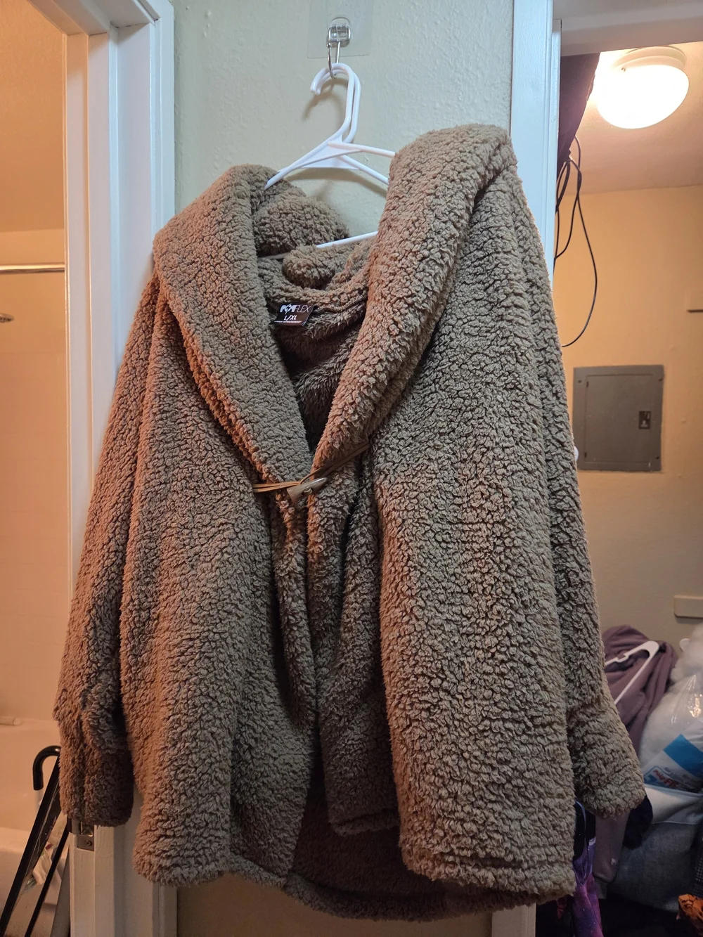 Popflex Cozy Teddy Hooded Jacket - Brown L/XL